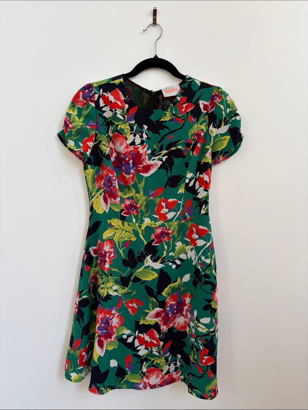 ModCloth Green Floral Mini Dress with Red & Yellow Accents